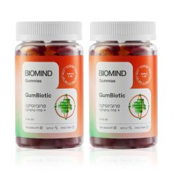 GumBiotic פרוביוטיקה + פרה-ביוטיקה בגומי לעיסה - מארז זוגי | BIOMIND