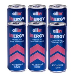 משקה אנרגיה ALLIN INERGY בטעם פירות יער - מארז 6 פחיות | אול אין All In